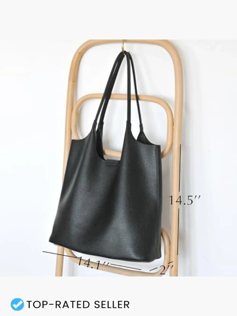 Vegan Leather Hobo Tote Bag Large Faux Suede Lining Shoulder Purse Work Travel